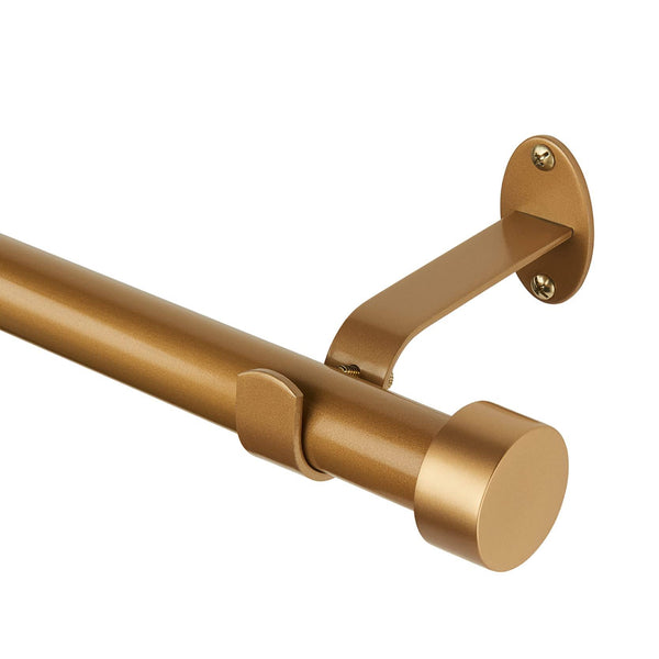 Elrene Serena 1" Window Drapery Single Curtain Rod with Contemporary Cap Finial Soft Gold 28"-48"