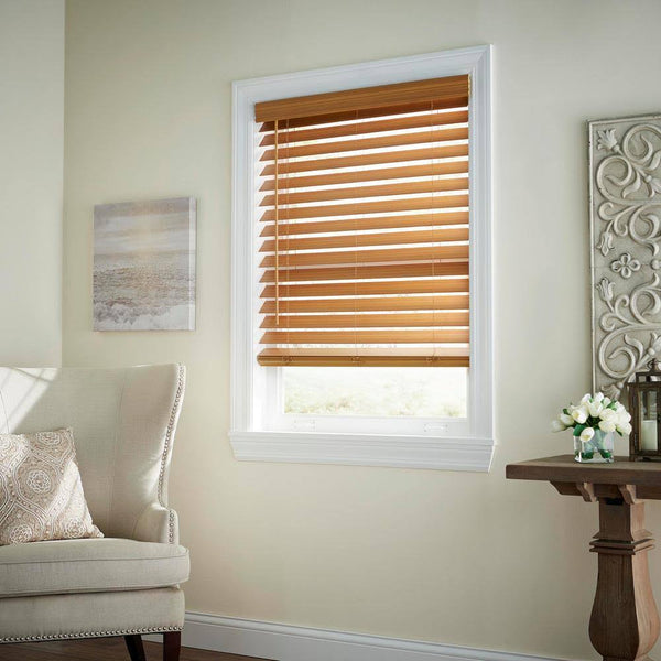 Home Decorators Collection Chestnut Cordless Premium Faux Wood Blinds with 2.5 in. Slats - 22.5 in. W x 48 in. L (Actual Size 22 in. W x 48 in. L)