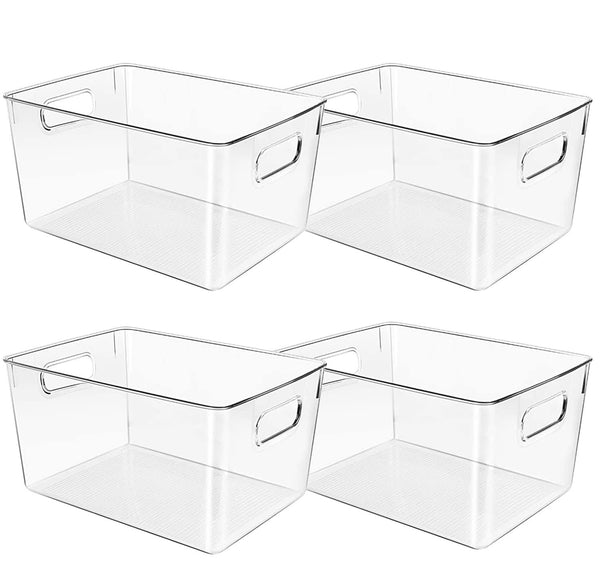 Control Kitchen Clear Plastic Storage Bins, Perfect for Kitchen Organization or Pantry Organization and Storage, Fridge Organizer Plastic Bins