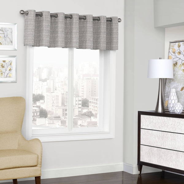 Eclipse Grey Trevi Blackout Grommet Window Valance