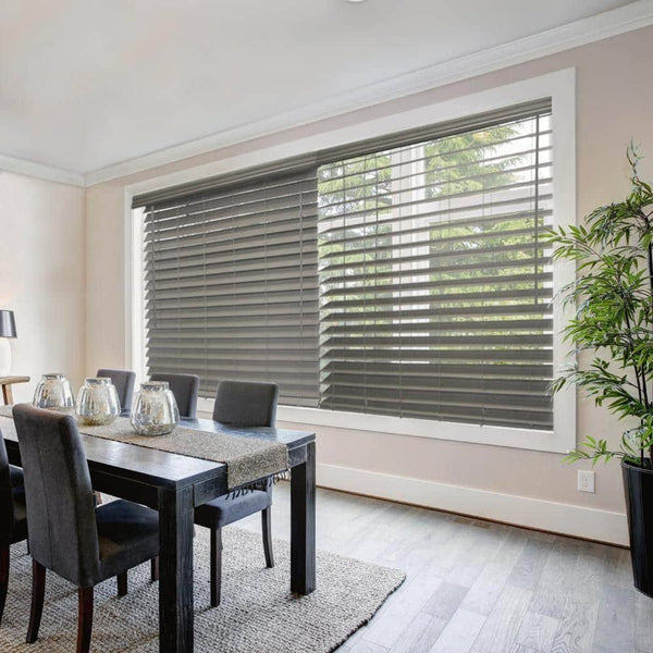 Home Decorators Collection Driftwood Gray Cordless Premium Faux Wood Blinds with 2.5 in Slats - 28.5 in W x 48 in L (Actual Size 28 in W x 48 in L)