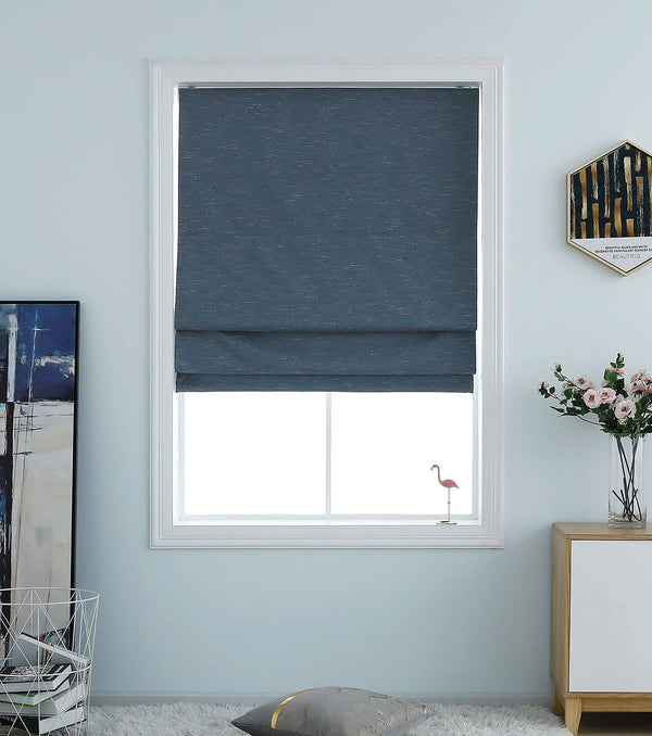Belmar Washable Cordless Room Darkening Woven Fabric Roman Shades for Windows Pull-Down Blind for Home, Bedroom, Living Room, Kitchen, Two-Tone