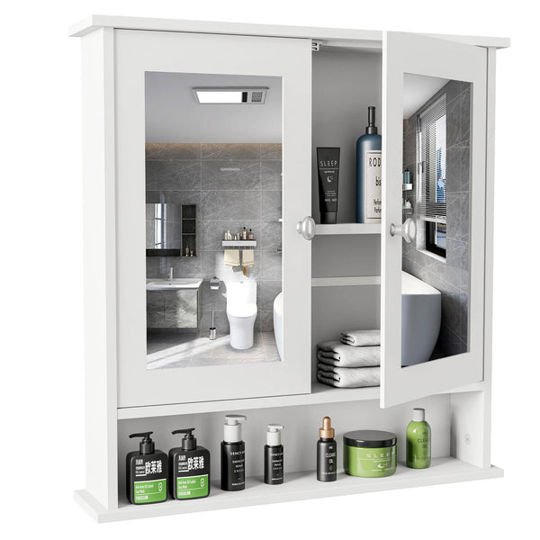 Lifetime Home Modern Bathroom Wall Cabinet with Mirror & Adjustable Shelf - Wall Mounted Utility Medicine Cabinet for Kitchen Living Room Laundry