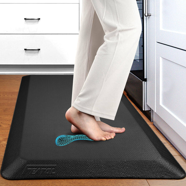FEATOL Anti Fatigue Mat Floor Kitchen Mat, 9/10 inch Thick (20" x 39", Black)