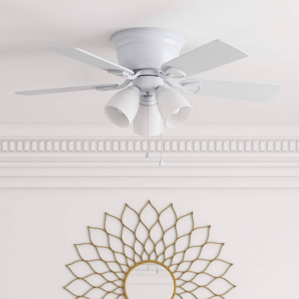 Harbor Breeze Centreville 42-in White Indoor Flush Mount Ceiling Fan with Light 40687