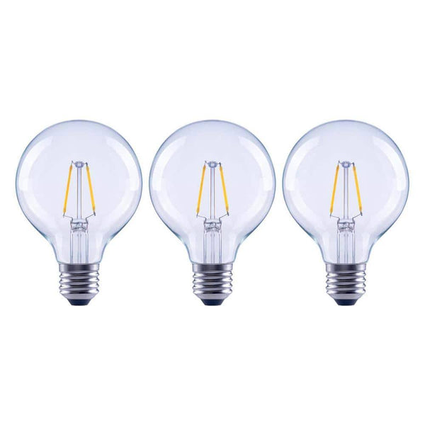 Ecosmart 25-Watt Equivalent G25 Dimmable Globe Clear Glass Filament LED Vintage Edison Light Bulb Daylight (3-pack)