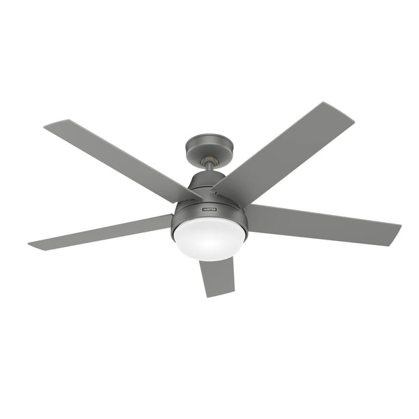 Hunter 52-Inch Aerodyne Matte Silver Ceiling Fan with LED Light